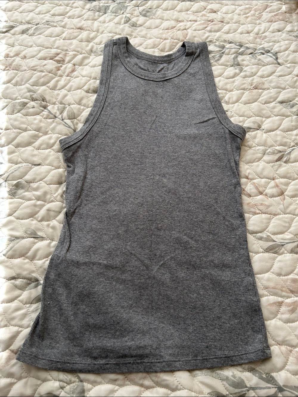 a new day Charcoal Gray Ribbed Tank - Sleeveless Scoop Neck